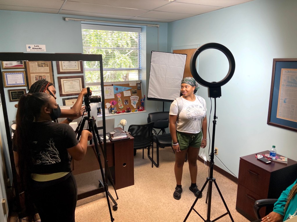 Photo of student working at Luis Camillo's office at Talladega College.