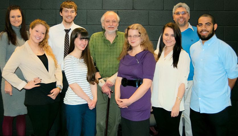 Photo of Luis Camillo's and Lambda Pi Eta Students.